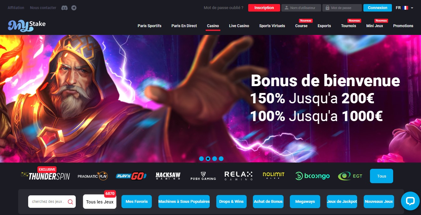 page du casino mystake france